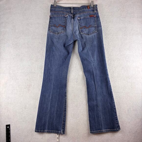 7 For All Mankind Low Rise Bootcut Jeans Women's 27 Blue Fading Western Preppy - Picture 10 of 14